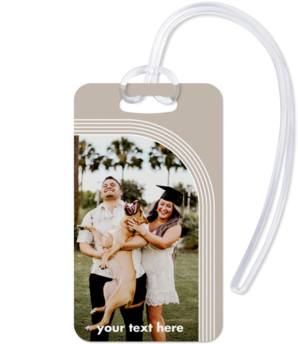 Arched Border Luggage Tag, Large, Beige