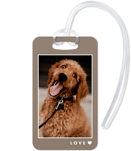 Modern Heart Name Luggage Tag, Large, Gray