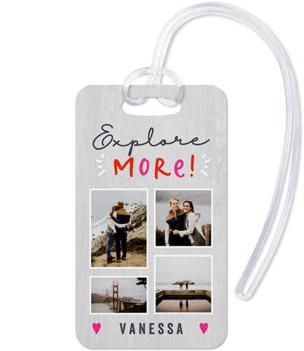 Lets Explore More Luggage Tag, Large, Pink