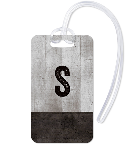 Rustic Cool Initials Luggage Tag, Large, Gray