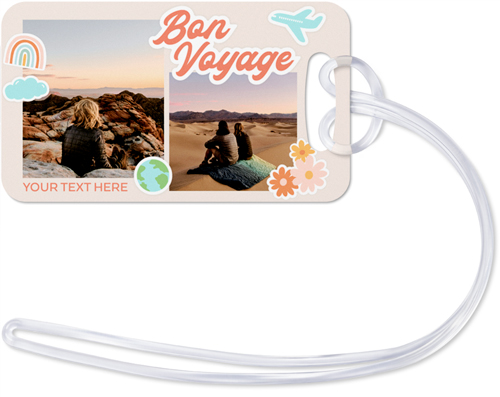 Bon Voyage Luggage Tag, Small, Beige