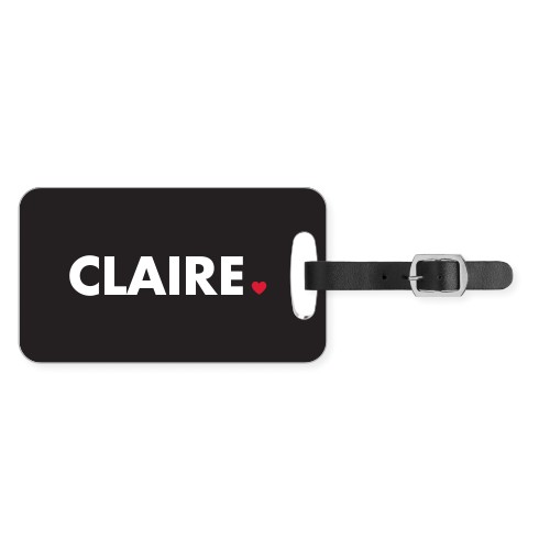 Name Heart Luggage Tag, Small, Black