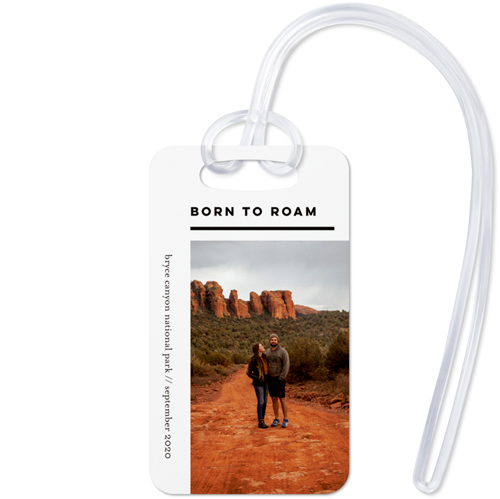 Born to Roam Luggage Tag, Small, White