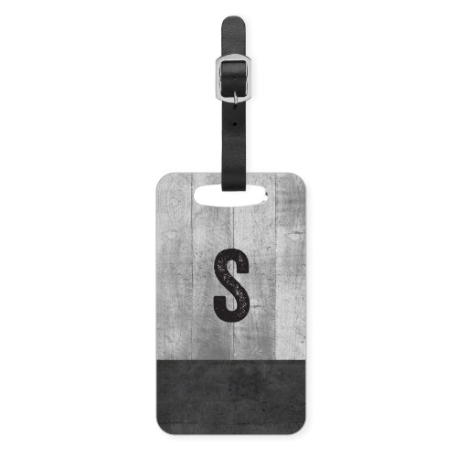 Rustic Cool Initials Luggage Tag, Small, Gray