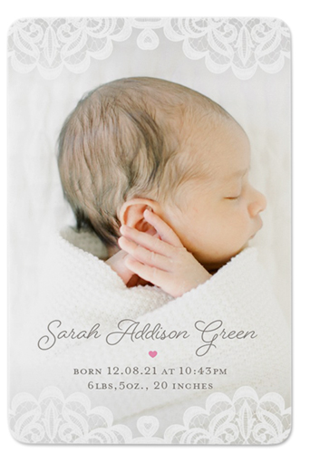 Gifted Lace Frame Metal Magnet, 2x3, Pink, bubblegum