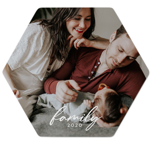 Family Script Metal Magnet, 4, White