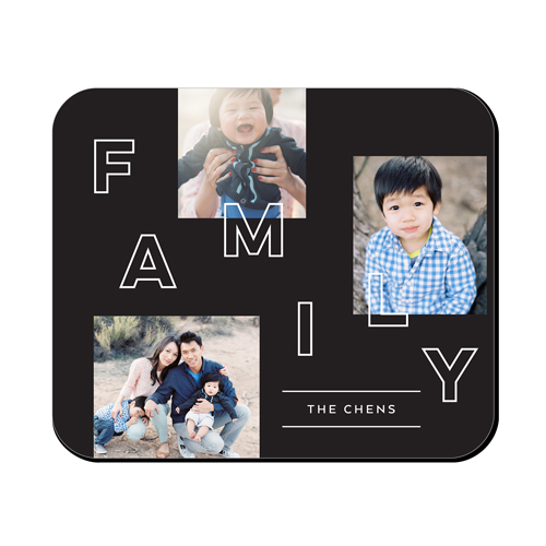 Family Letter Outline Mouse Pad, Rectangle Ornament, Gray