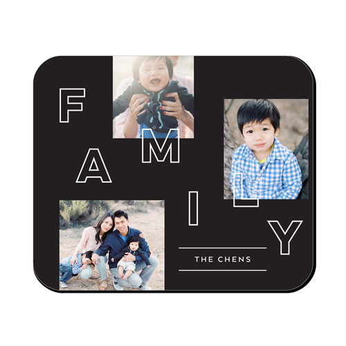 Family Letter Outline Mouse Pad, Rectangle, Gray, charcoal