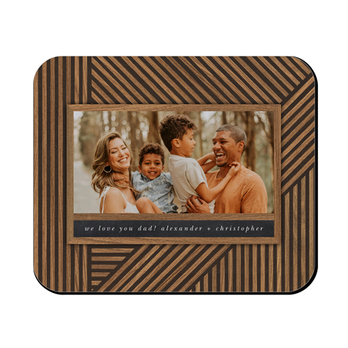 Crosshatch Wood Mouse Pad, Rectangle, Brown