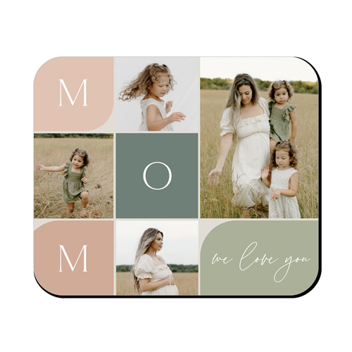 Mom Blocks Mouse Pad, Rectangle, White