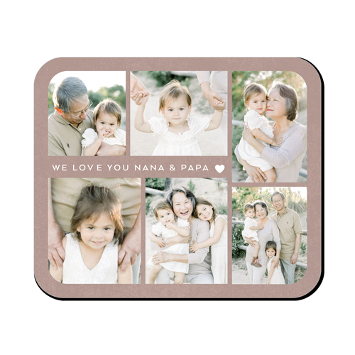 We Heart Modern Collage Mouse Pad, Rectangle Ornament, Brown