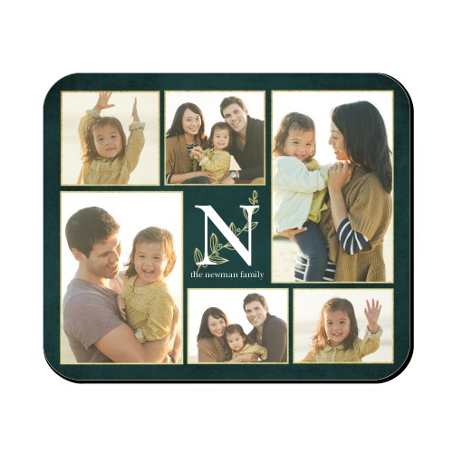 Classic Foliage Monogram Mouse Pad, Rectangle, Green