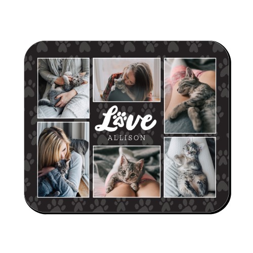 Playful Paw Print Mouse Pad, Rectangle, Gray