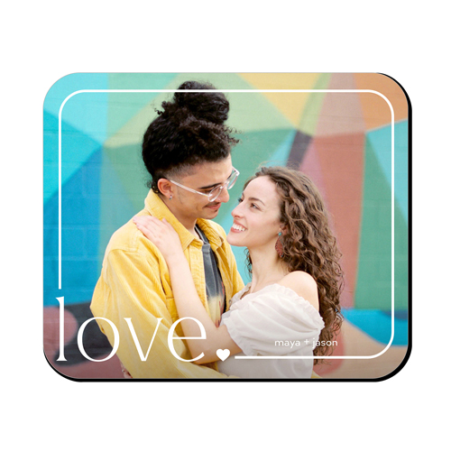 Boxed In Love Mouse Pad, Rectangle Ornament, White