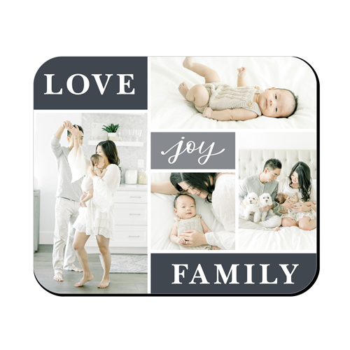 Love Family Stripes Mouse Pad, Rectangle, Gray
