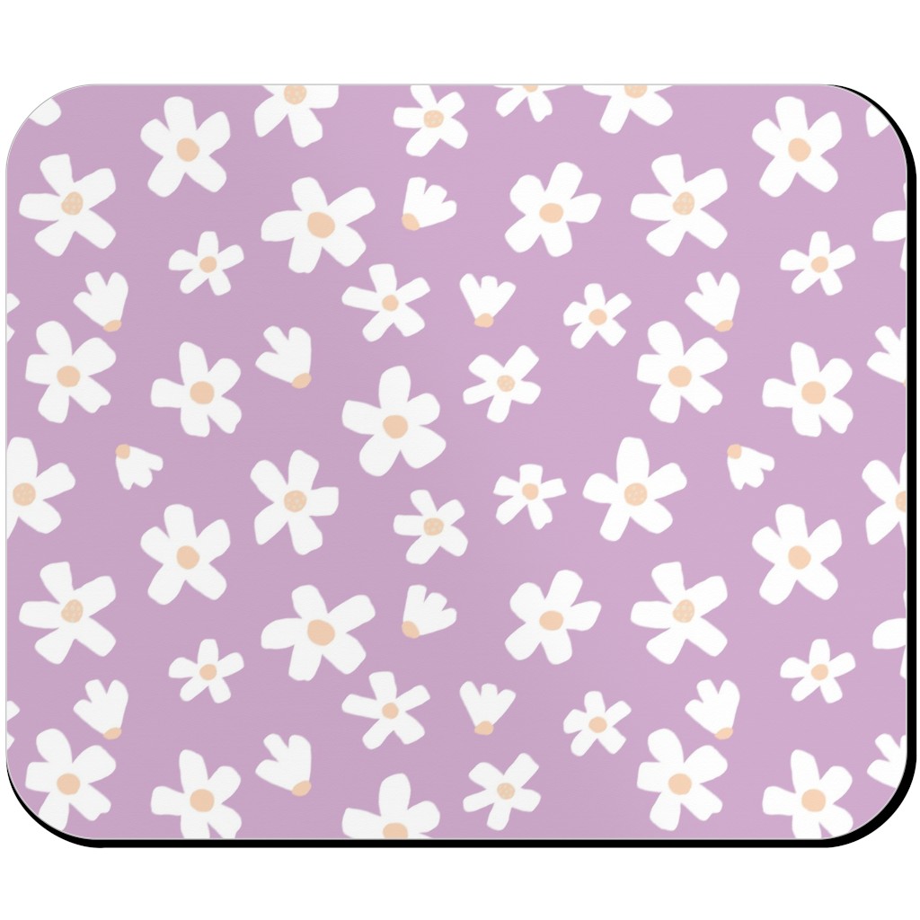 Daisy Garden Floral - Purple Mouse Pad, Rectangle, Purple