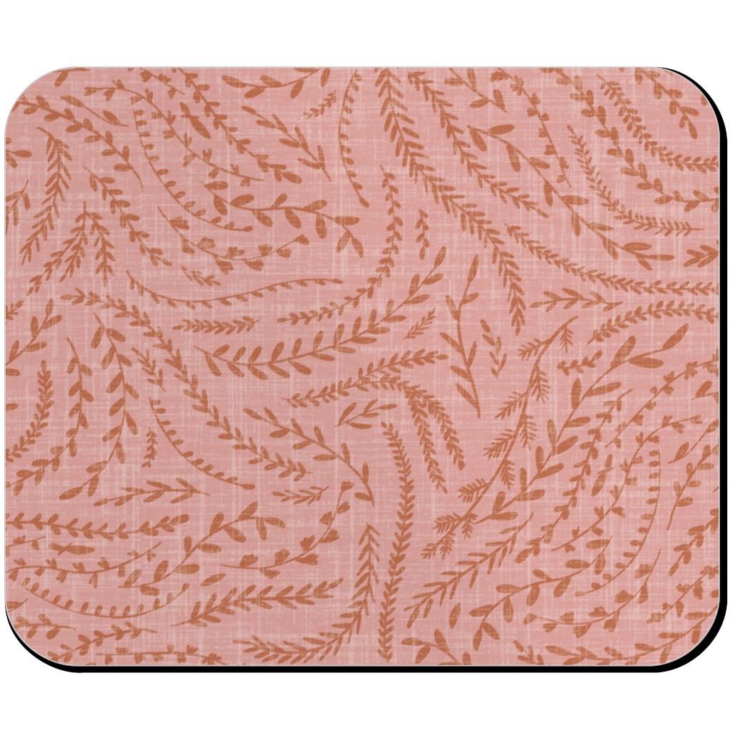 Notion - Fine Floral - Pink and Rust Mouse Pad, Rectangle Ornament, Pink
