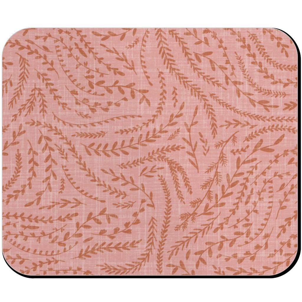 Notion - Fine Floral - Pink and Rust Mouse Pad, Rectangle, Pink, Bright Pink