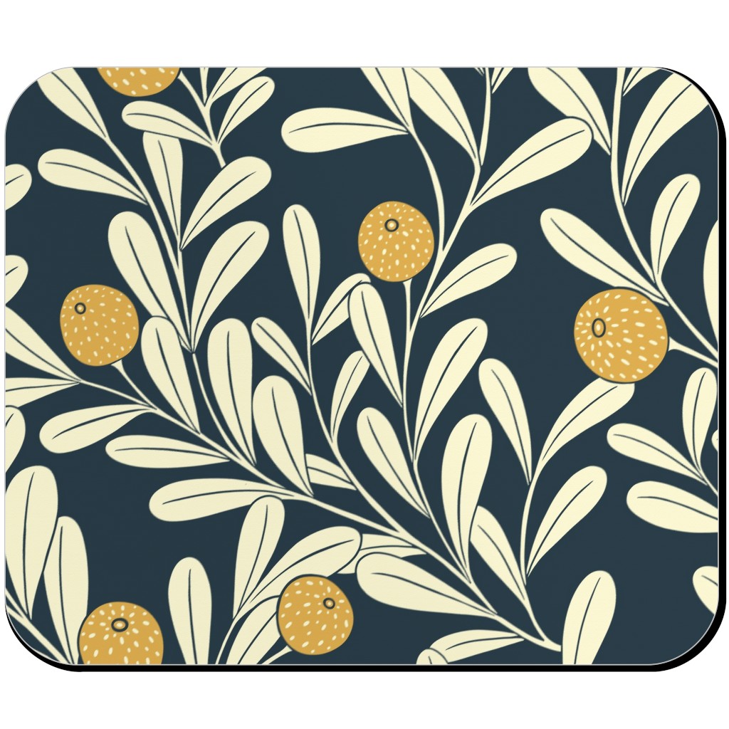 Waved Vines and Fruit - Dark Mouse Pad, Rectangle, Multicolor