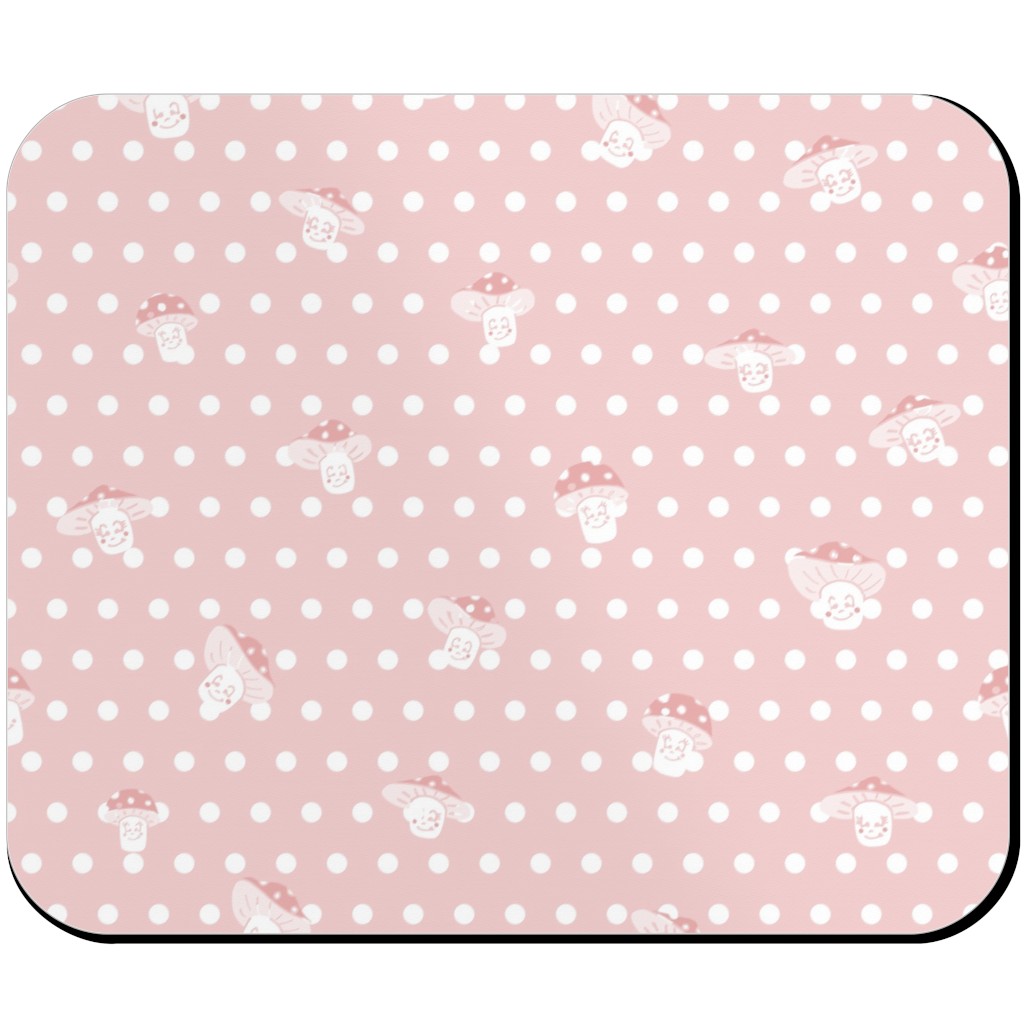 Mushroom and Dots - Pink Mouse Pad, Rectangle Ornament, Pink