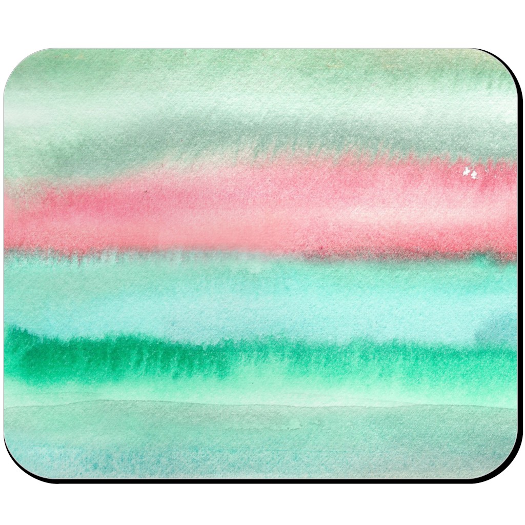 Ombre Watercolor Sunset - Green & Pink Mouse Pad, Rectangle, Multicolor