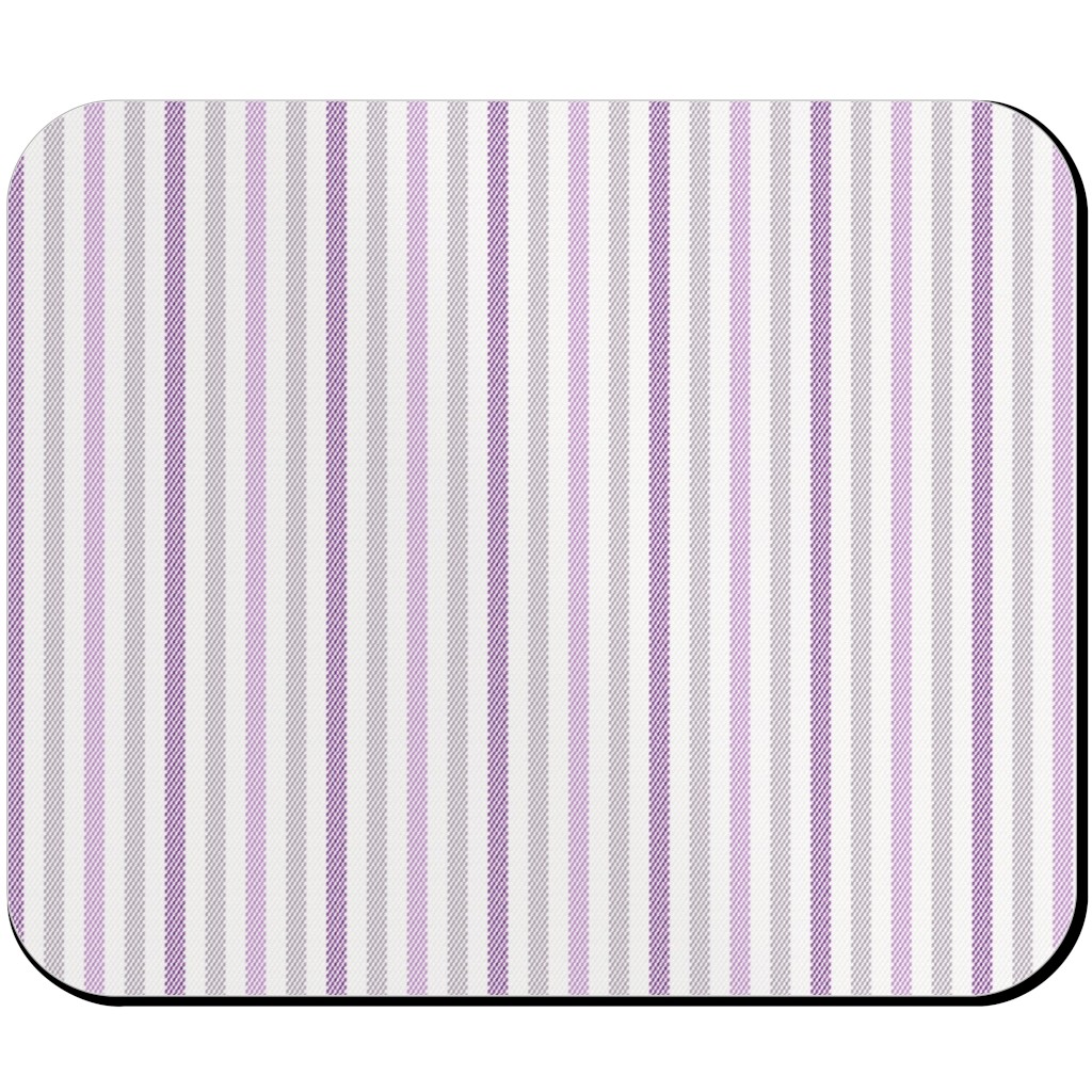 Tricolor French Ticking Stripe - Purple Mouse Pad, Rectangle Ornament, Purple