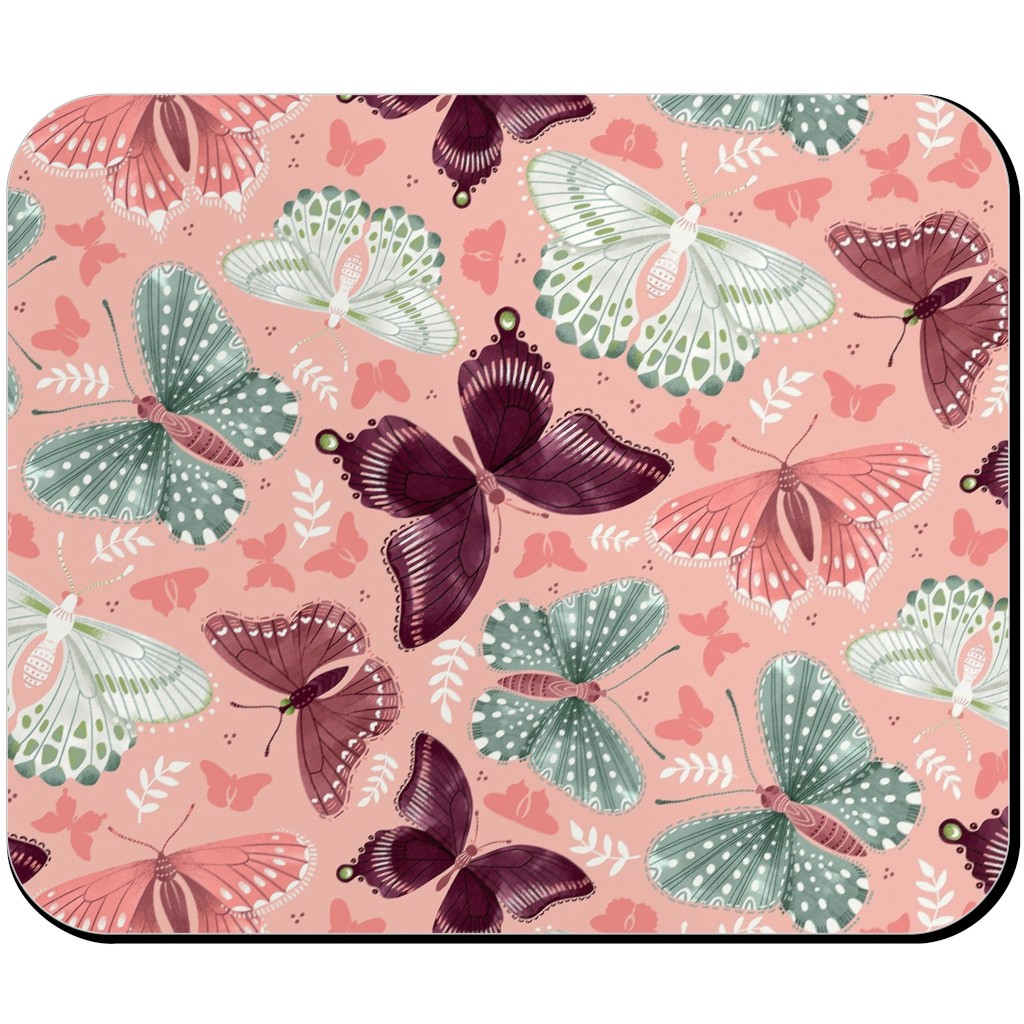 Romantic Butterflies - Pink Mouse Pad, Rectangle, Pink, Bright Pink