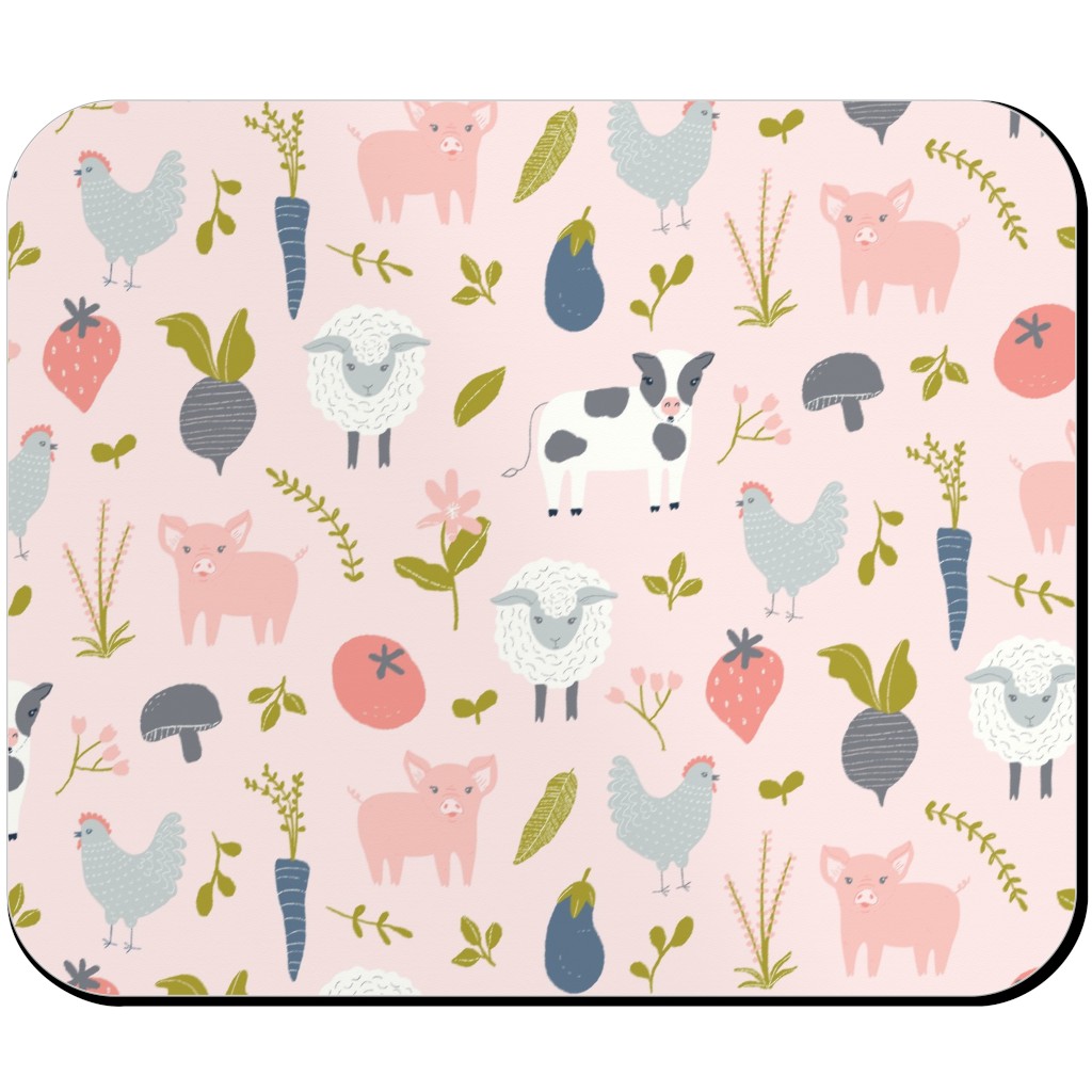 Farm Life - Pink Mouse Pad, Rectangle Ornament, Pink