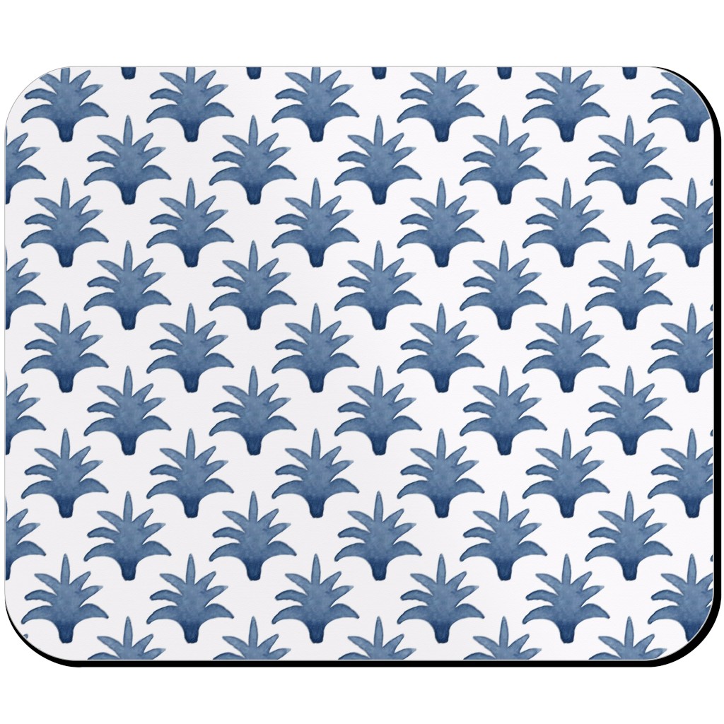 Pinecone - Indigo on Cream Mouse Pad, Rectangle, Blue, True Blue