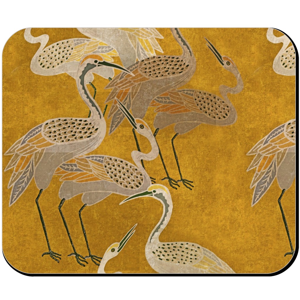 Deco Cranes - Golden Hour Mouse Pad, Rectangle, Yellow