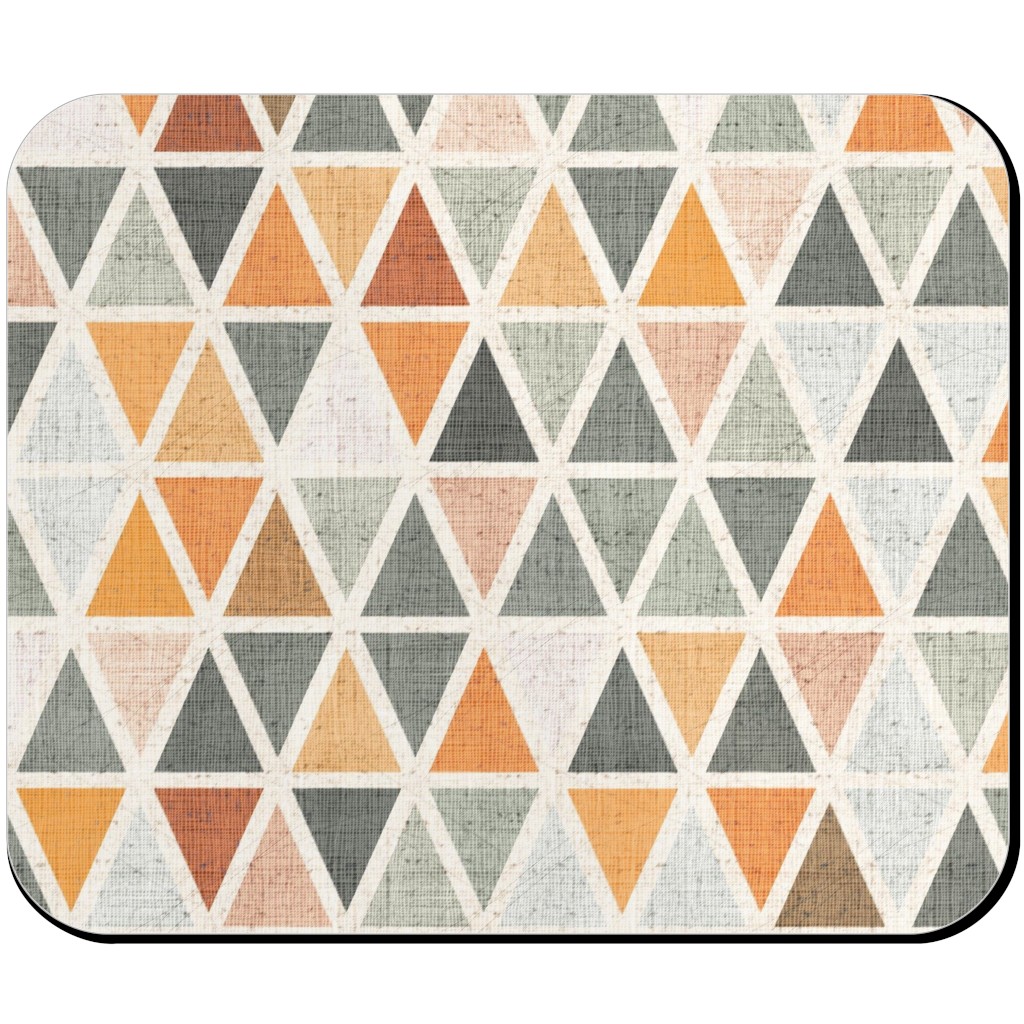 Triangles - Grey and Orange Mouse Pad, Rectangle, Multicolor