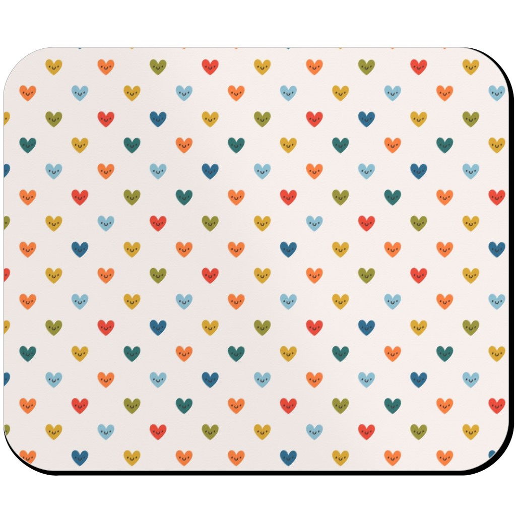 Cute Colored Hearts - Multi Mouse Pad, Rectangle Ornament, Multicolor