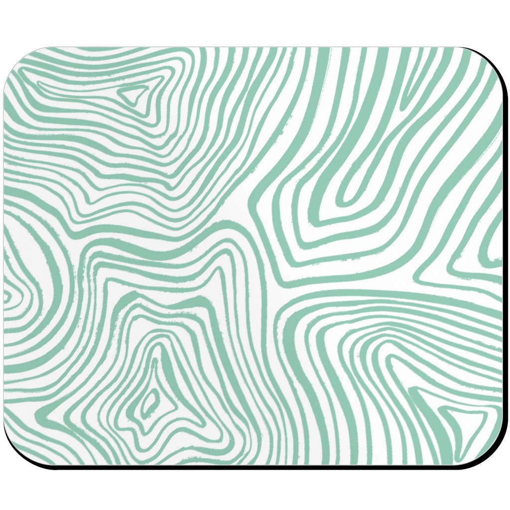 Abstract Wavy Lines - Green Mouse Pad, Rectangle Ornament, Green