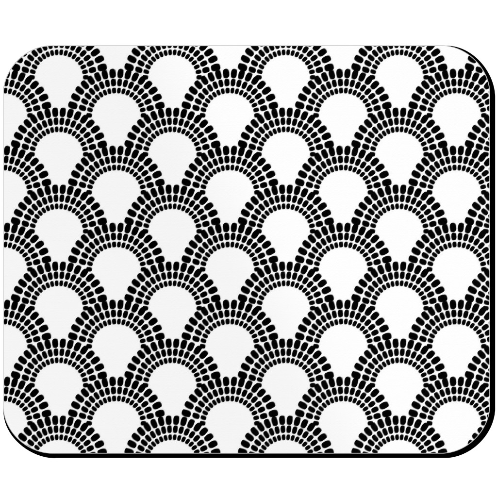 Scallops - Black and White Mouse Pad, Rectangle Ornament, Black