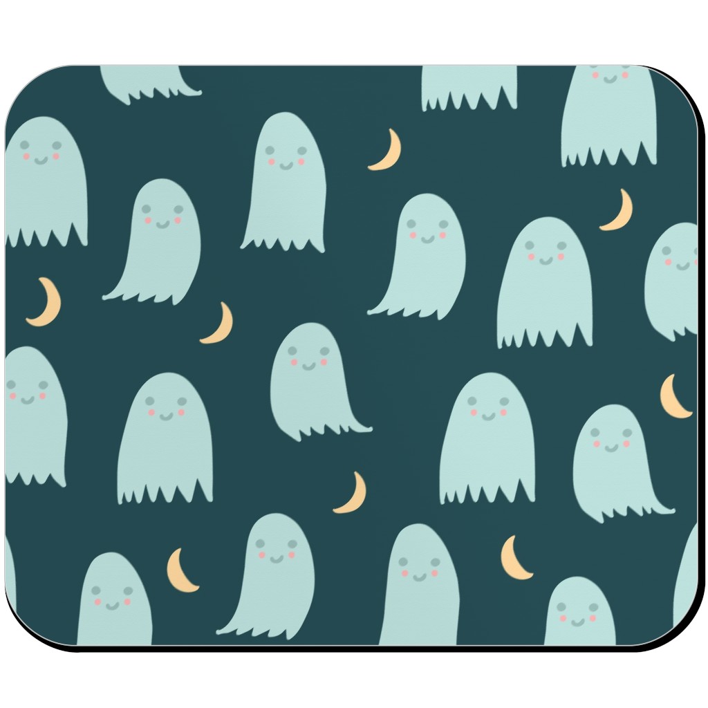 Cute Halloween Ghosts Mouse Pad, Rectangle, Green, Seaweed