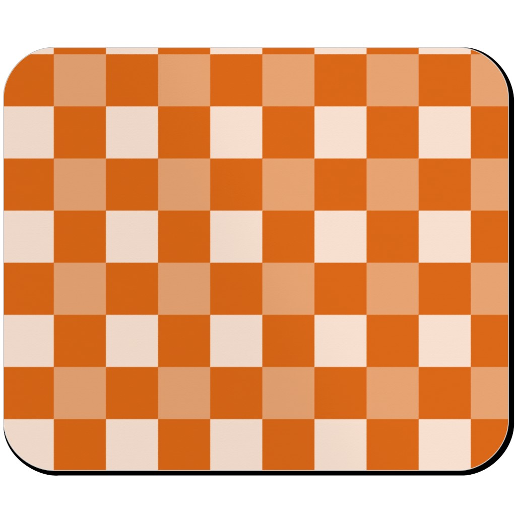 Orange Gingham Plaid Mouse Pad, Rectangle Ornament, Orange