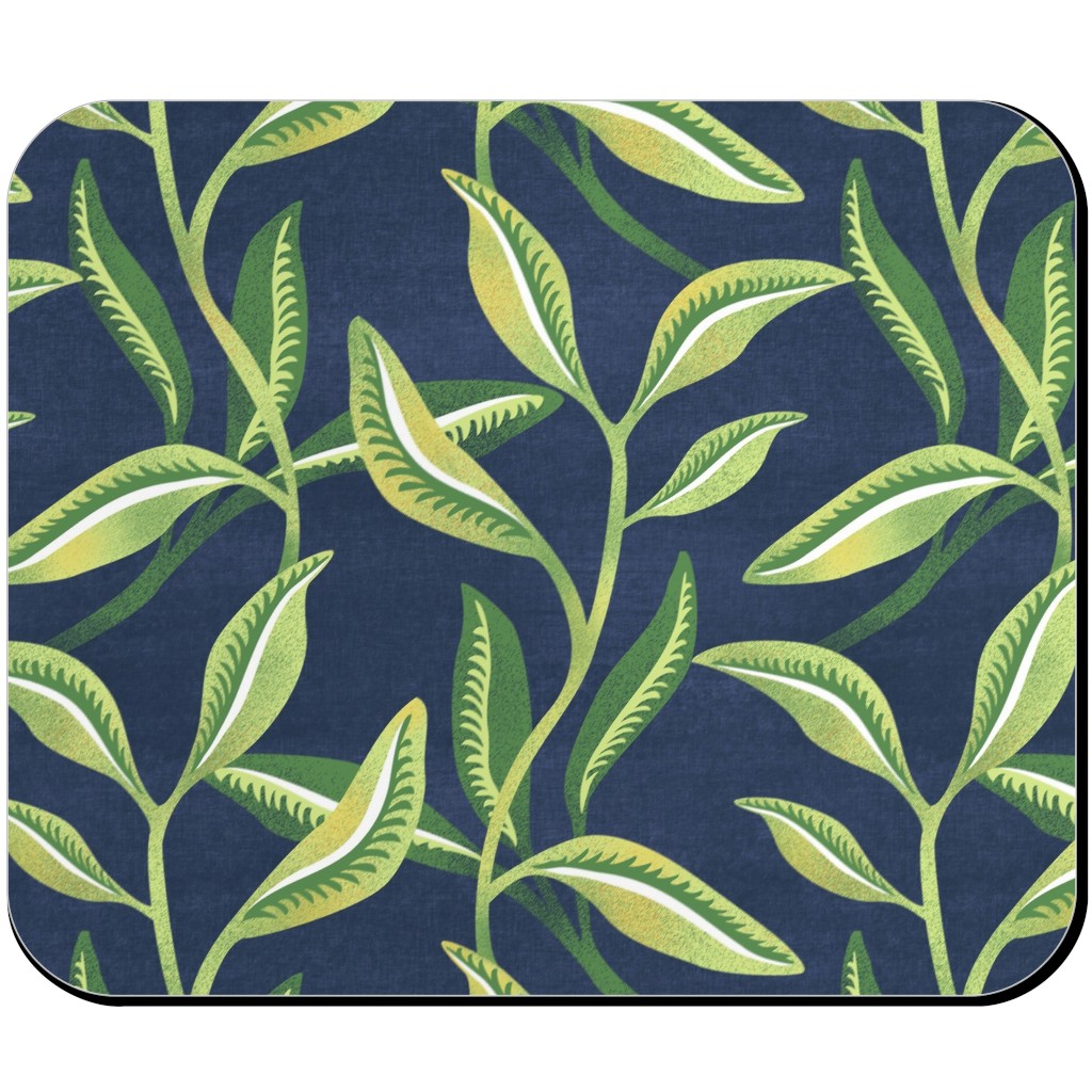 Green Leafy Vines - Blue and Green Mouse Pad, Rectangle Ornament, Green