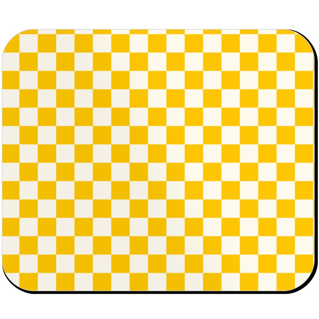 Checkered Pattern - Yellow Mouse Pad, Rectangle Ornament, Yellow