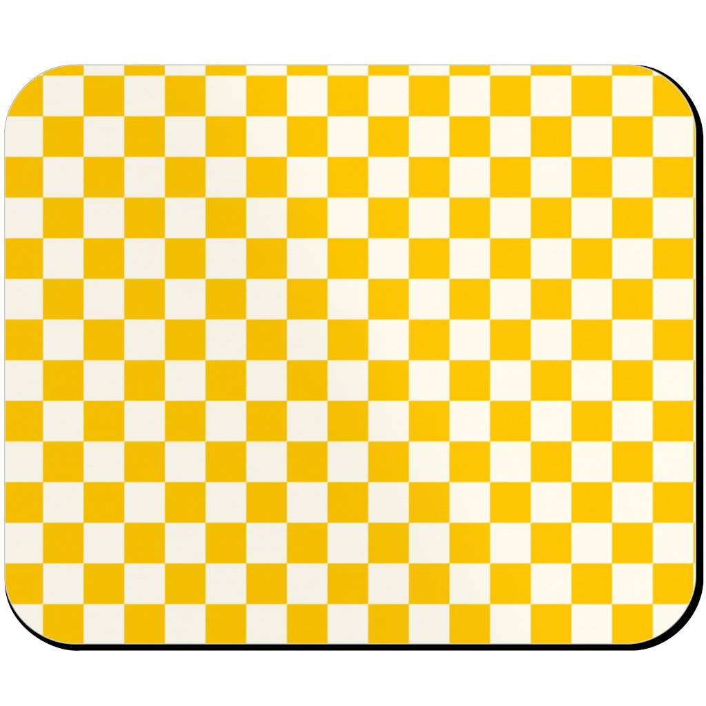 Checkered Pattern - Yellow Mouse Pad, Rectangle, Yellow, Classic Yellow