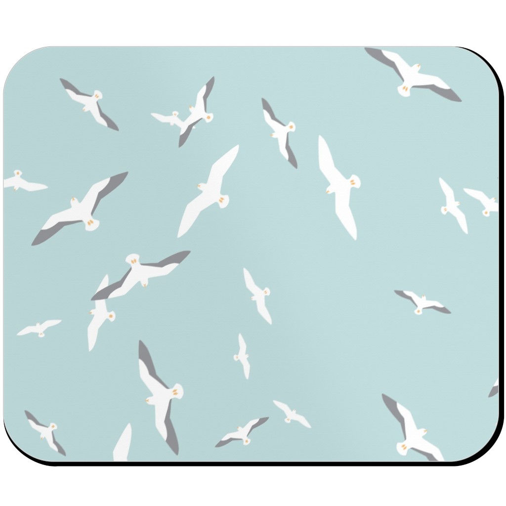 Flying Seagulls - Blue Mouse Pad, Rectangle Ornament, Blue