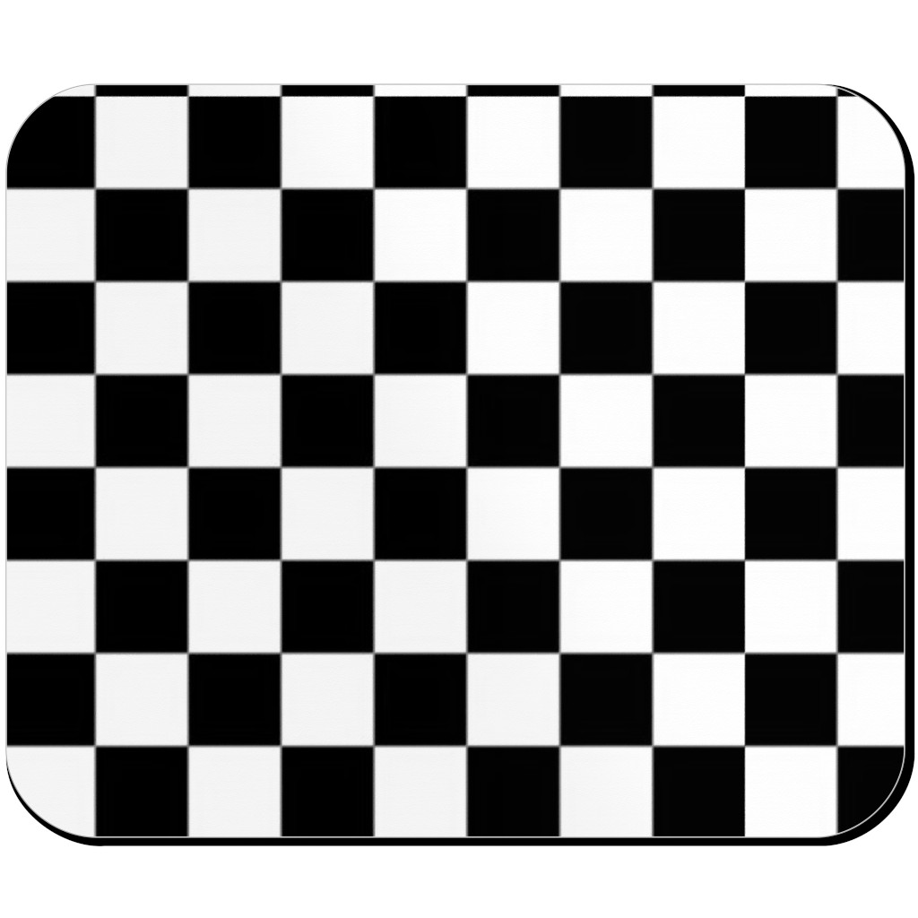 Checker - Black and White Mouse Pad, Rectangle Ornament, Black