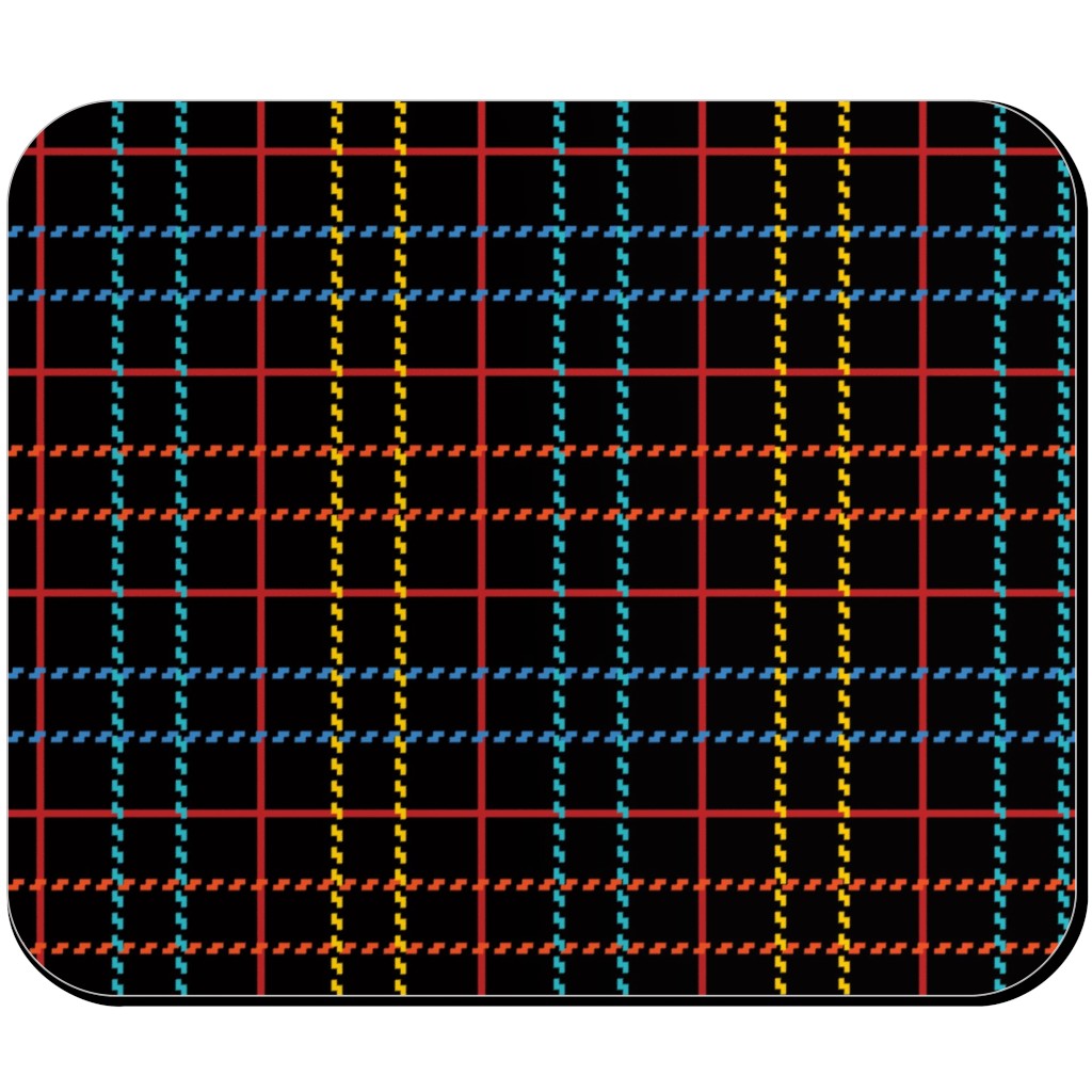 Grid Plaid - Dark Multi Mouse Pad, Rectangle, Black