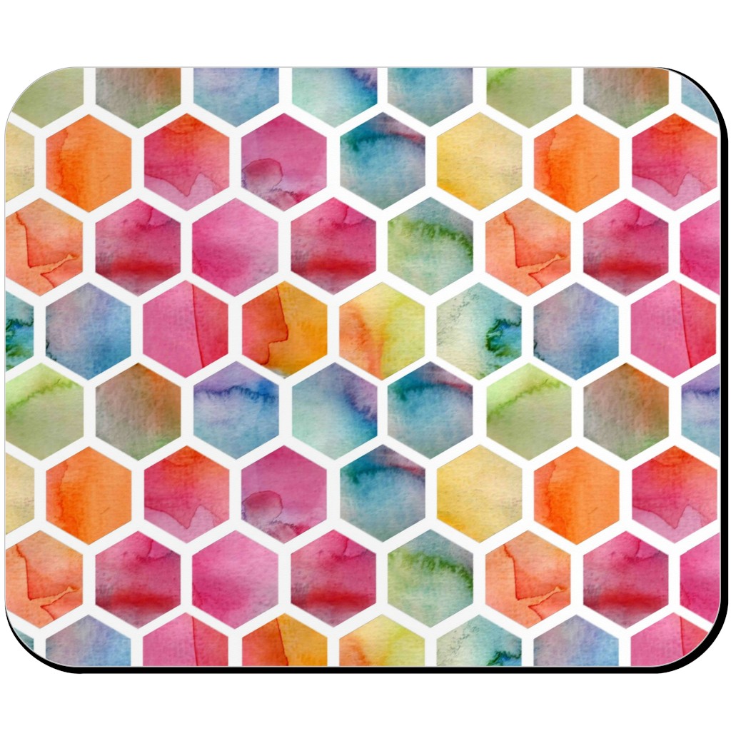 Watercolour Hexagons - Multi Mouse Pad, Rectangle Ornament, Multicolor