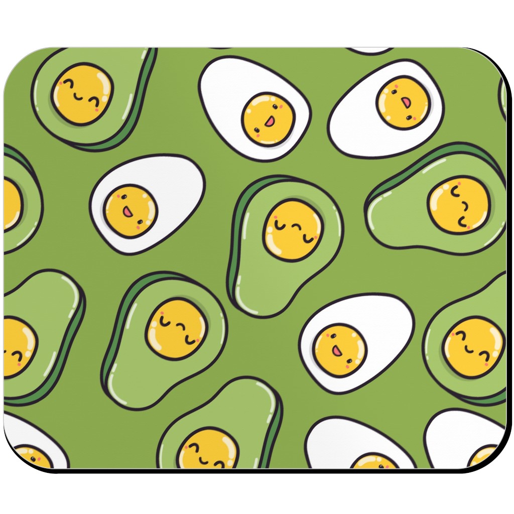 Cute Egg and Avocado - Green Mouse Pad, Rectangle, Green, Classic Green