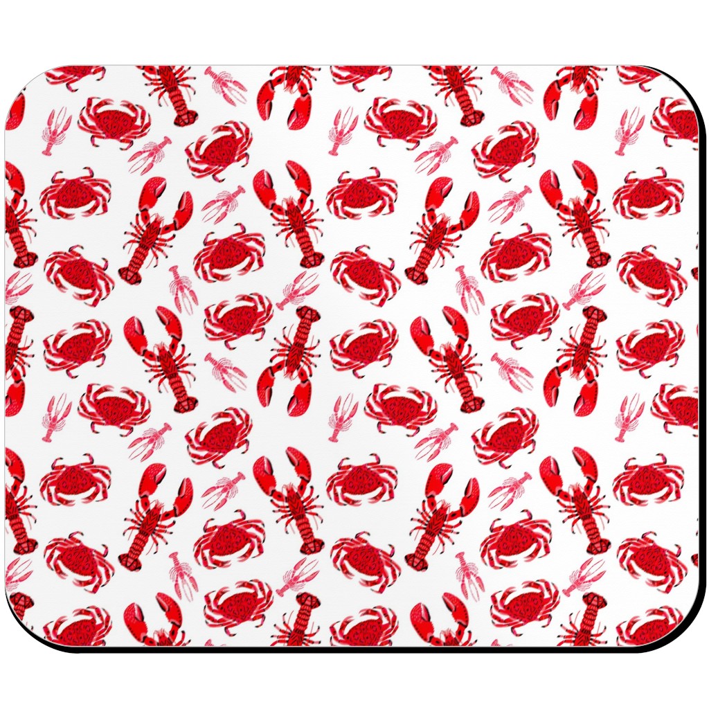 Crabs and Lobsters - Red Crustaceans on White Mouse Pad, Rectangle Ornament, Red