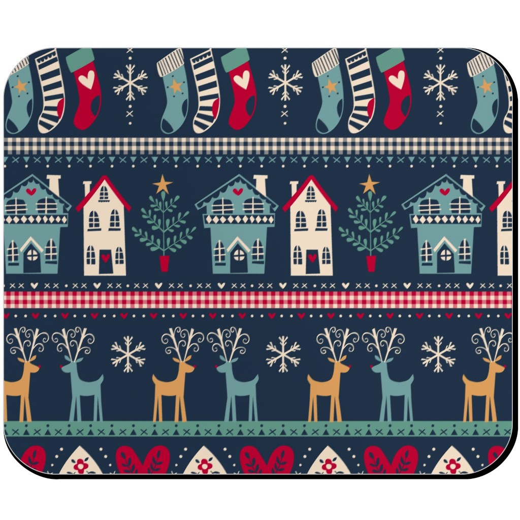 Vintage Nordic Christmas Mouse Pad, Rectangle Ornament, Multicolor