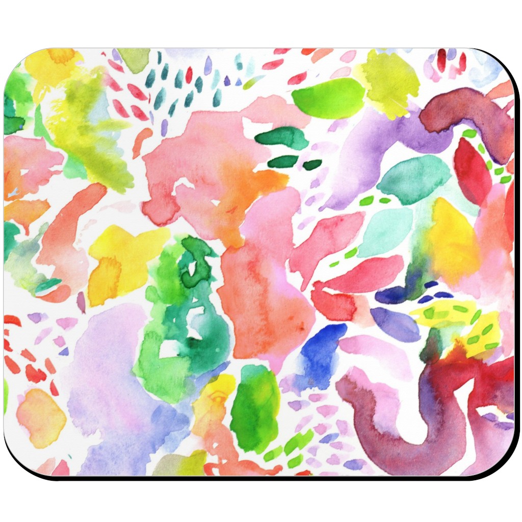 Happy Abstract Watercolor Mouse Pad, Rectangle, Multicolor