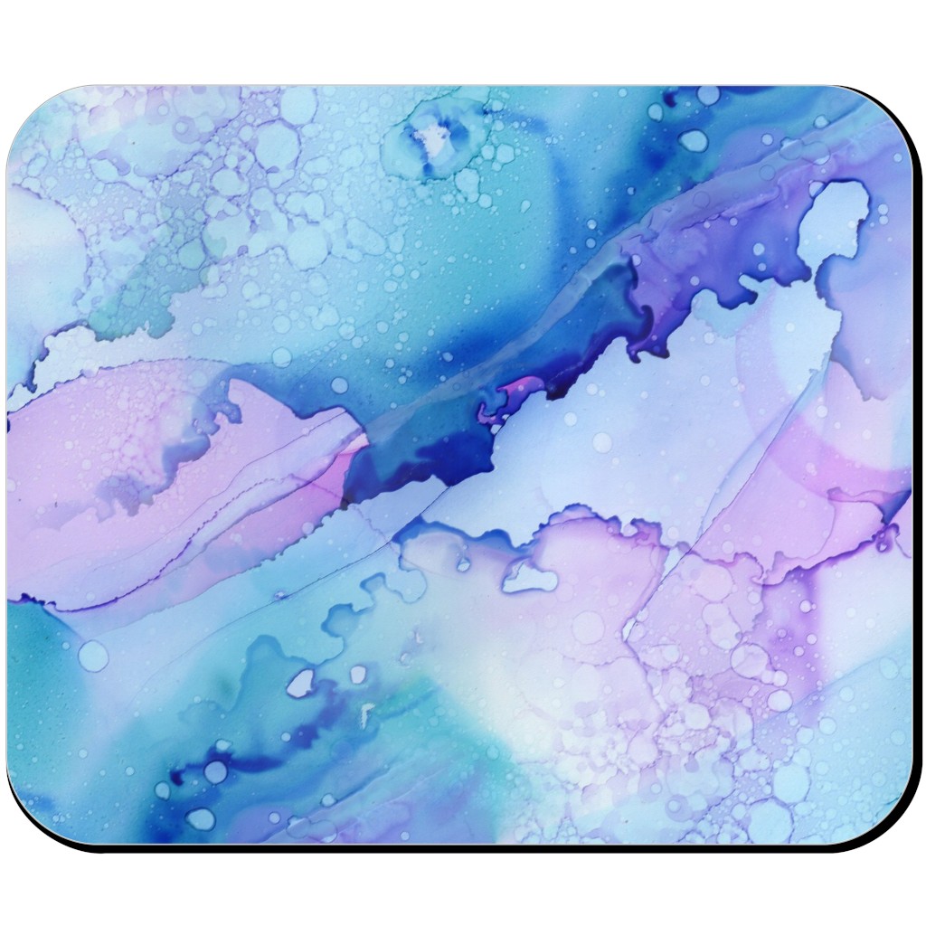 Watercolor Waves - Blue and Purple Mouse Pad, Rectangle Ornament, Blue
