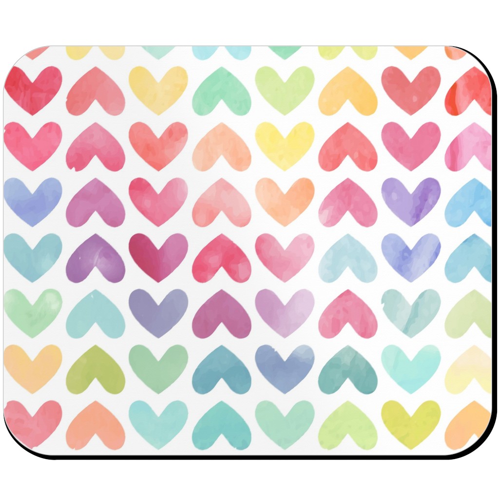 Rainbow Hearts - Multi Mouse Pad, Rectangle, Multicolor