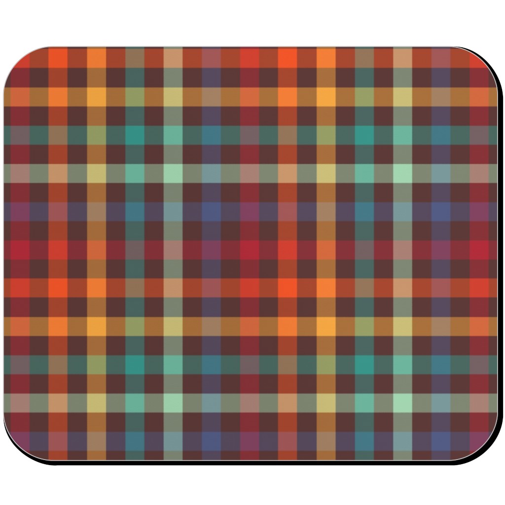 Retro Rainbow Plaid Mouse Pad, Rectangle, Multicolor